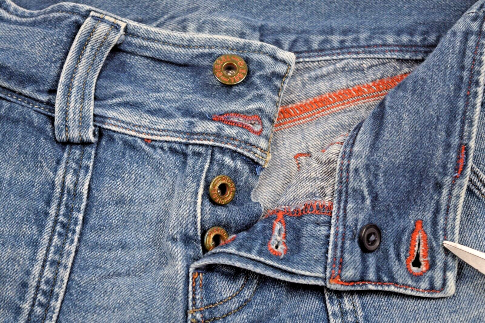 Vintage Diesel Jeans Size 25 90s Blue Low Rise Button Fly Flared Made Romania