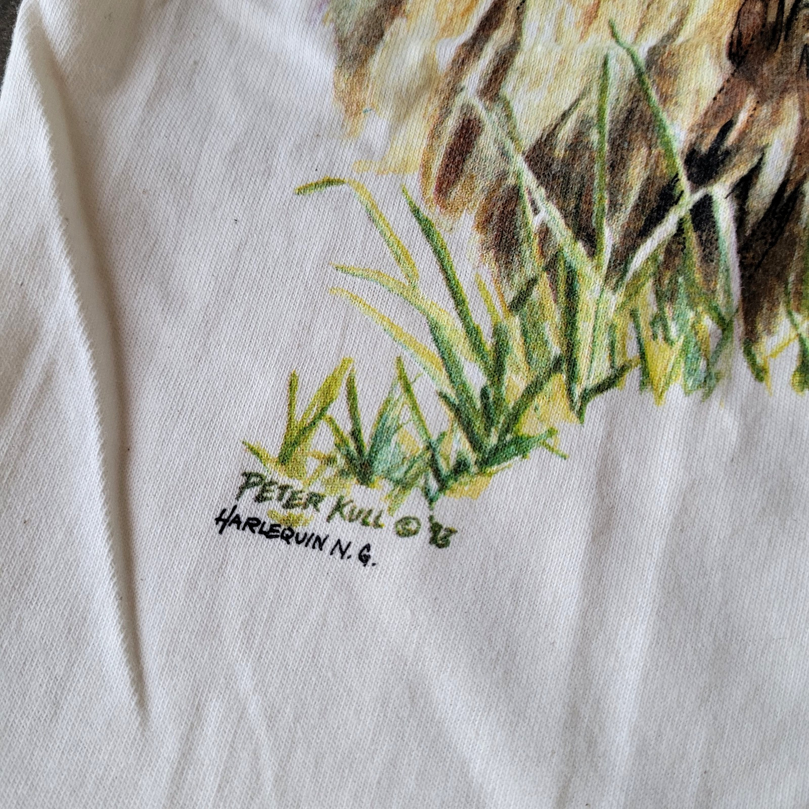 Vintage 90s T Shirt Earth Day Everyday Peter Kull Wildlife Large Detailed NEW