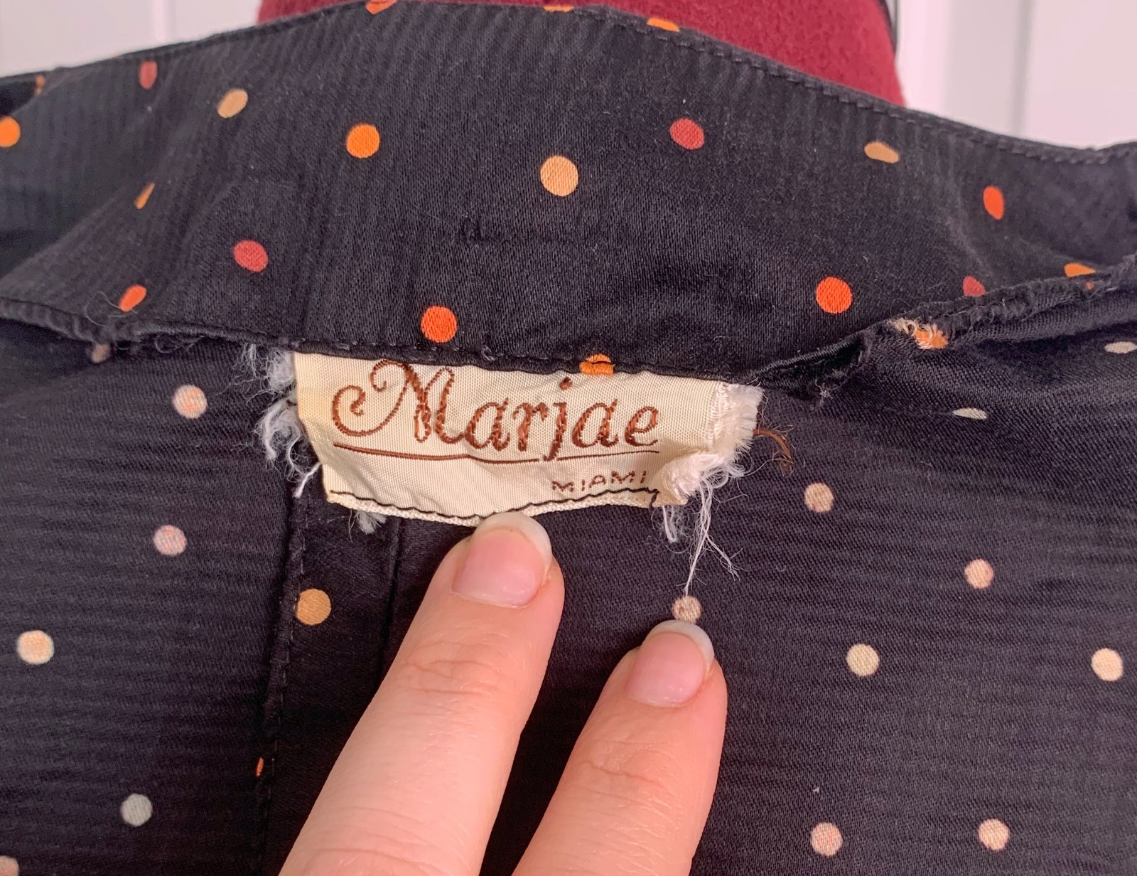 1950s Black and Orange Polka Dot Halter Party Dress with Bolero Marjae Miami XXS