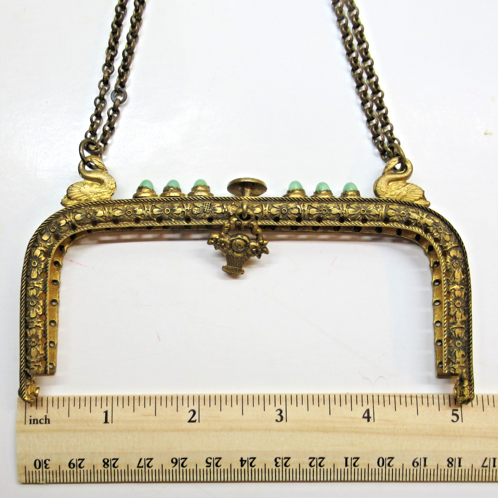 Antique Vintage Jewelled Purse Frame Green Jewels – SELLER PAYS US TARIFFS