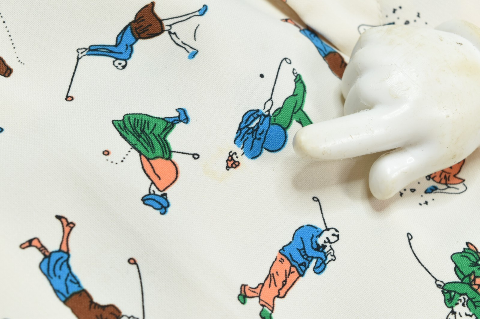 Vintage Jenns Novelty Golf Print Pants Womens 6? Cream All Over Cartoon Golfer