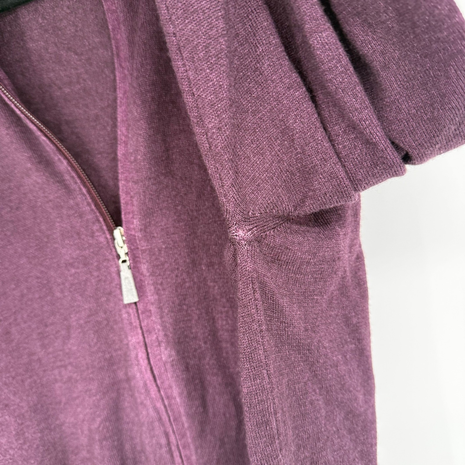 GRAN SASSO VINTAGE DEEP PLUM FULL ZIP CARDIGAN 56 100% VIRGIN WOOL SMART CASUAL