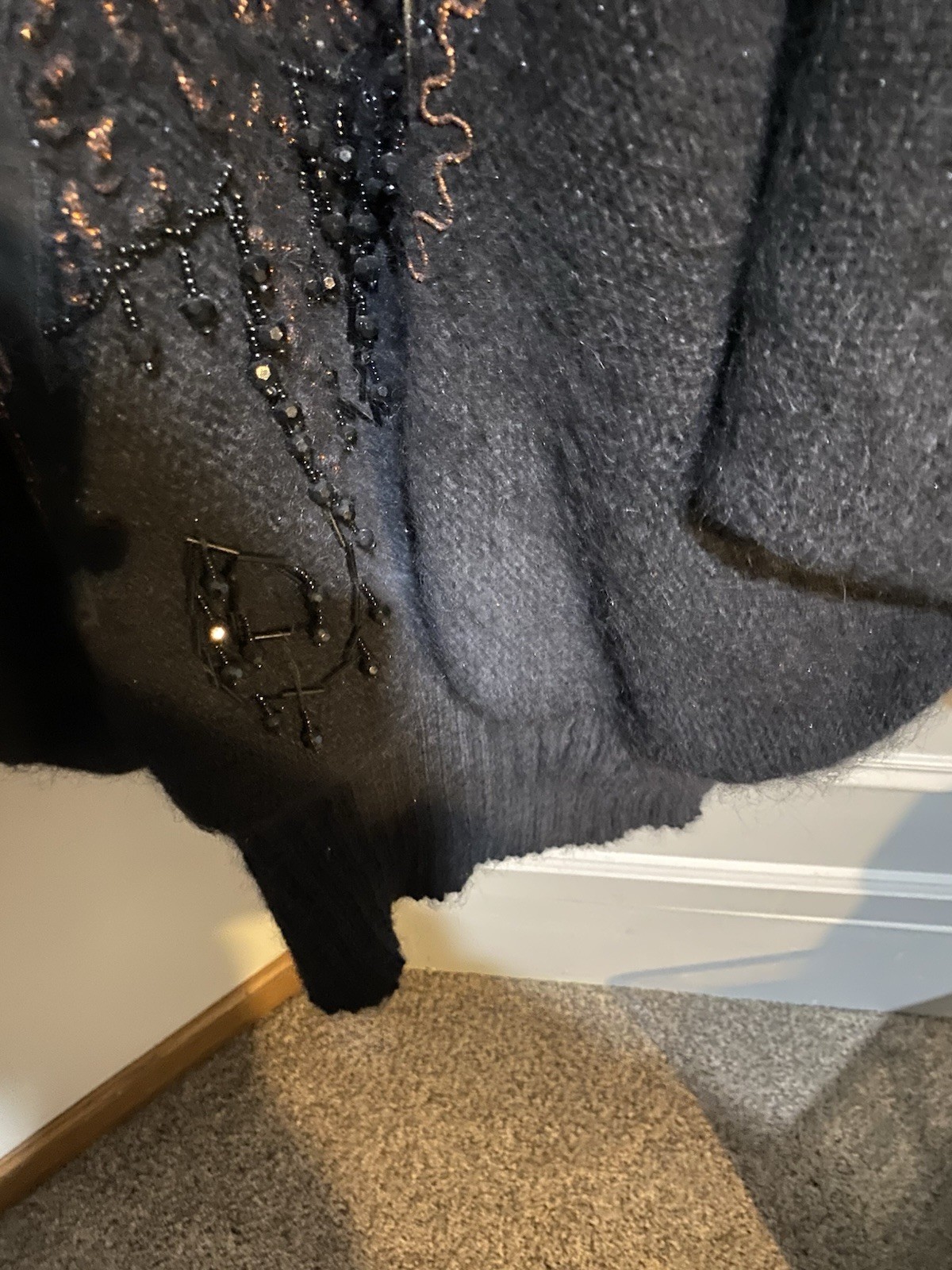 Vintage Jacket/sweater Over Sized Christine Exquisite Details, Jewels, Leather L