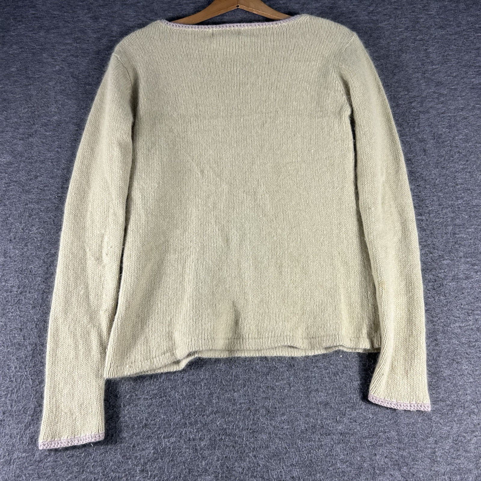 Vintage Lambswool Angora Green Floral Cottage Core Sweater Grandmacore Size M