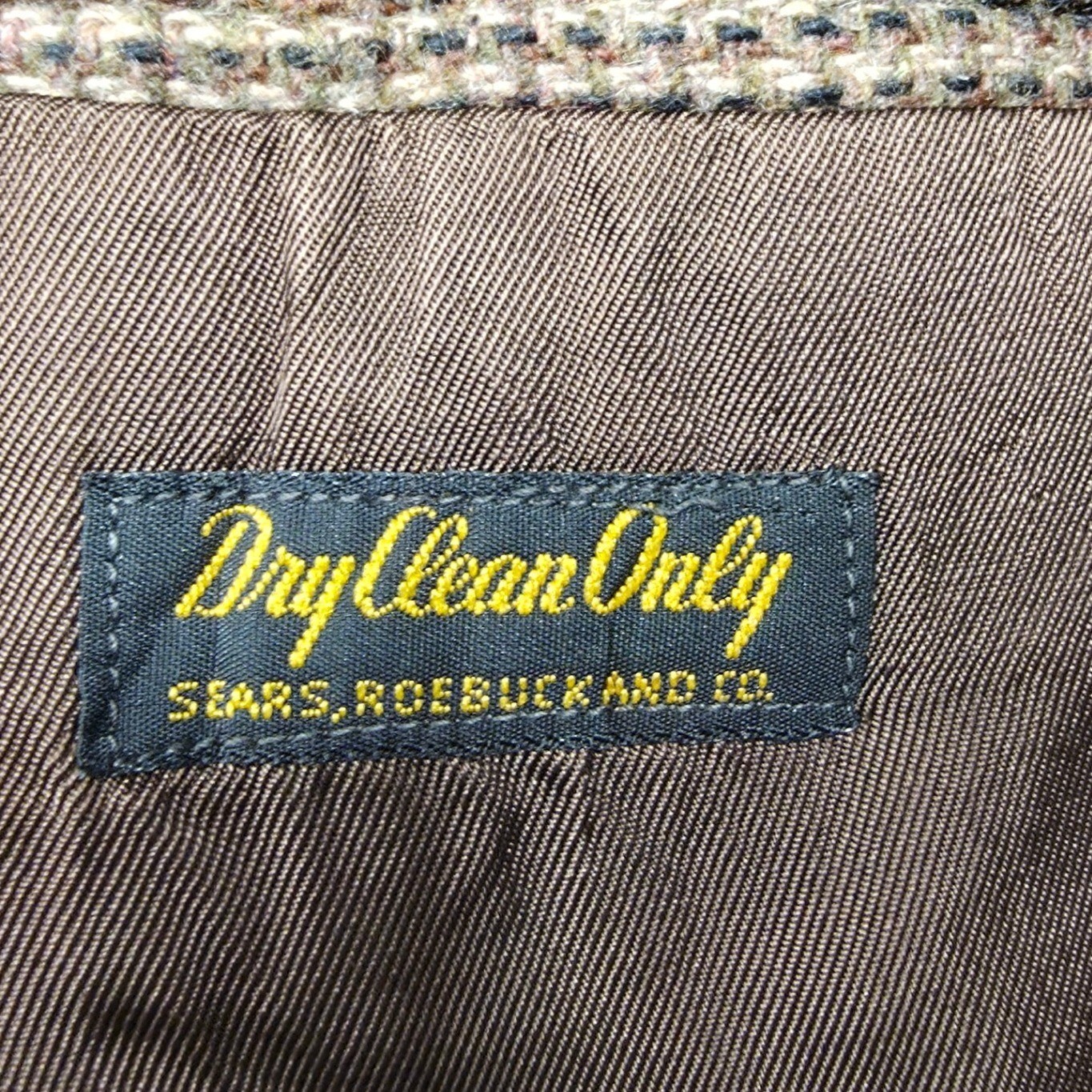 Sears Roebuck and Co Vintage Brown Houndstooth Blazer Sport Coat Romania 44R