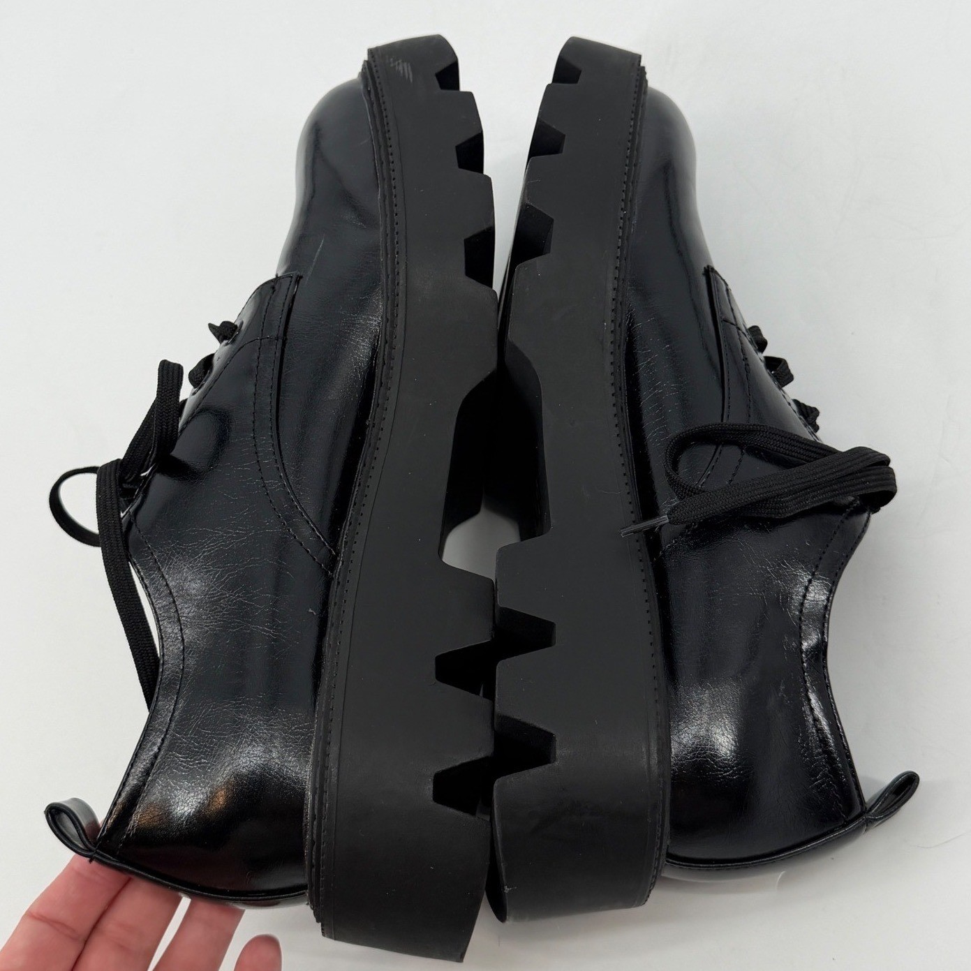 Zara Black Chunky Lug Sole Platform Derby Shoes Mens 8 Womens 10