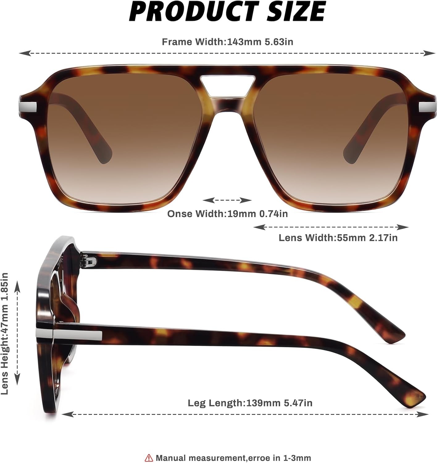 Retro Aviator Sunglasses for Women Men Trendy Classic Square 70s 80s 90s Vintage