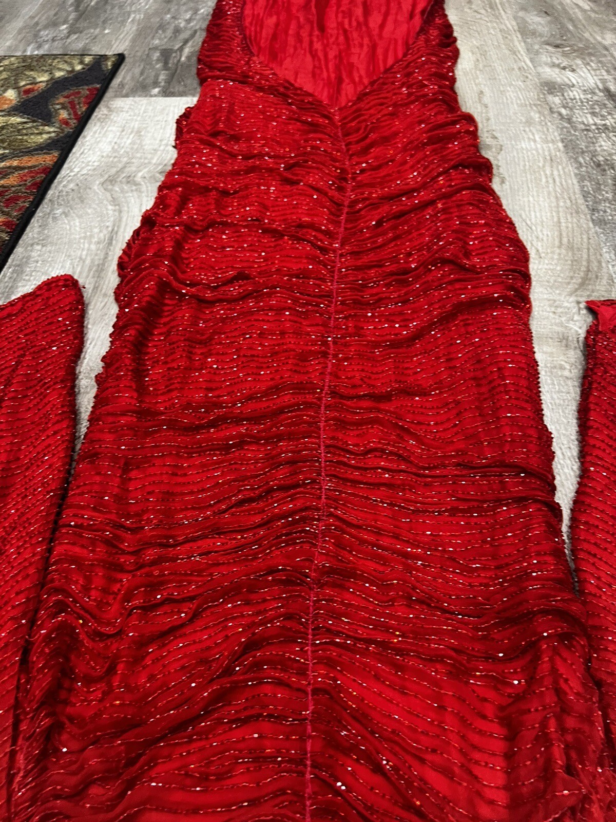 Creative Creations Vintage Beaded Red Formal Gown