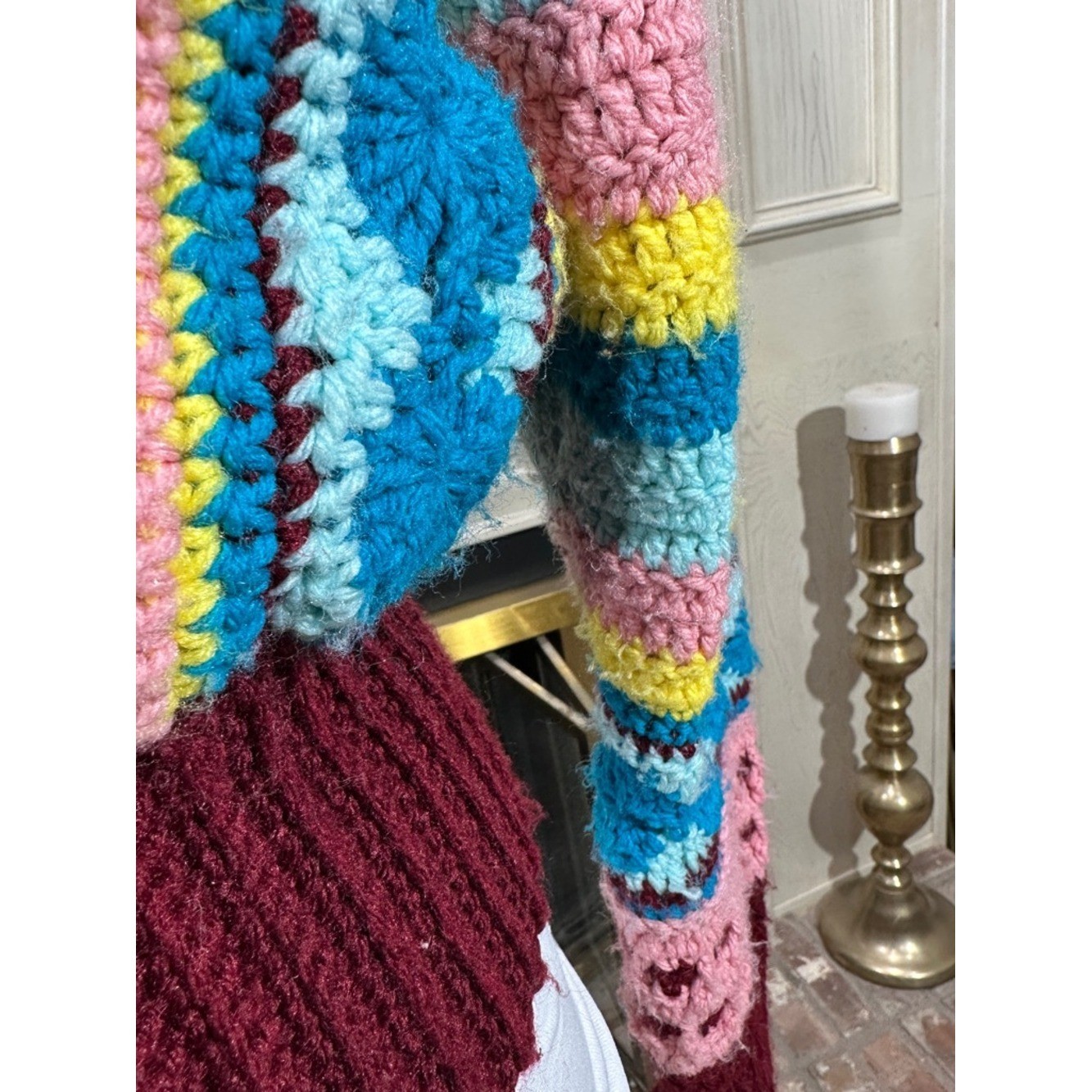 Unbranded Handmade Vintage Crochet Cardigan Multi-Color Grannycore Kitschy