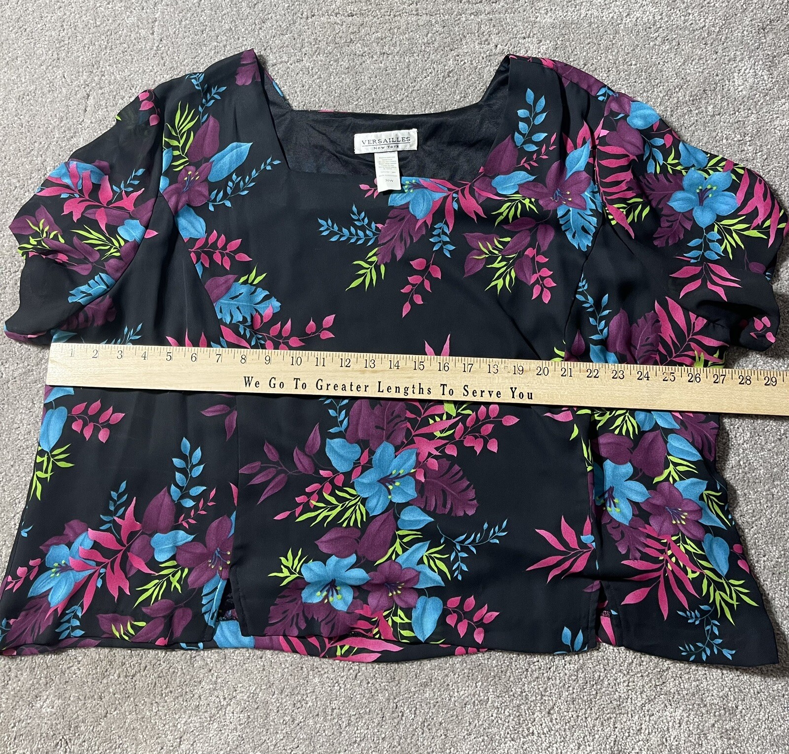 Vintage 80s Womens Plus 30W Top Blazer Shoulder Pads Hot Pink Tropical Floral