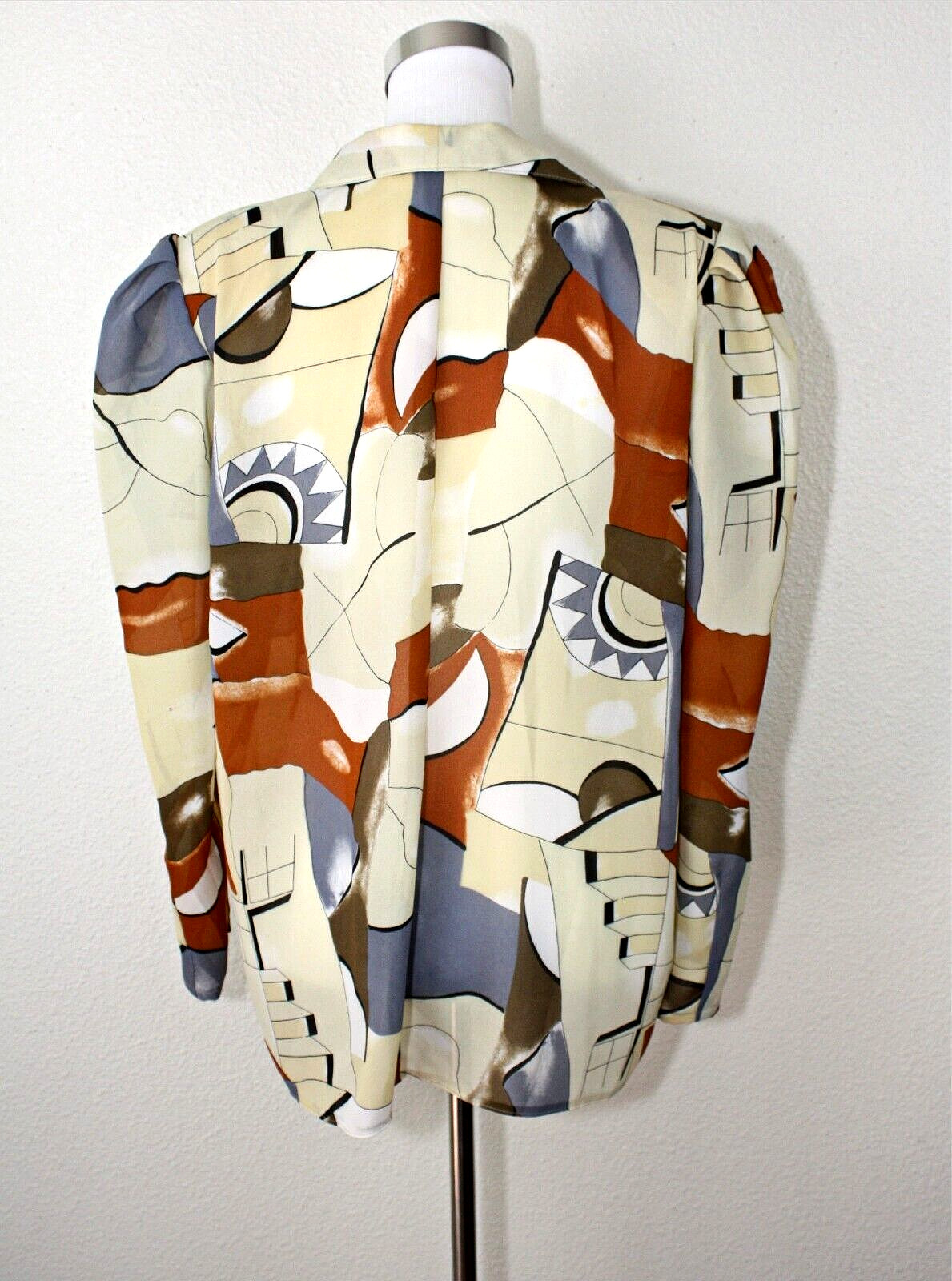 Feminine VTG CUSTOM MADE Woman’s Silk Top Blouse Sz. XL Abstract Heritage #02