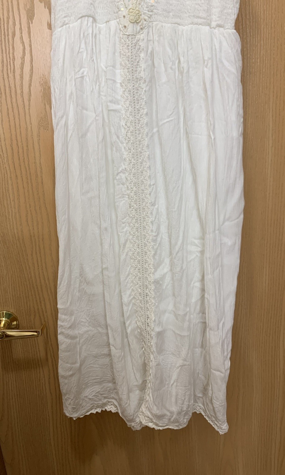 Boho Fairy White Dress Sequin Embellish Mid Length Spaghetti Strap Women’s 1X
