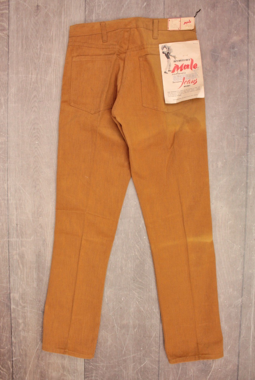 Men’s VTG 1960s NOS Khaki / Tan Tapered Pants Sz 29×30 60s Male Casuals