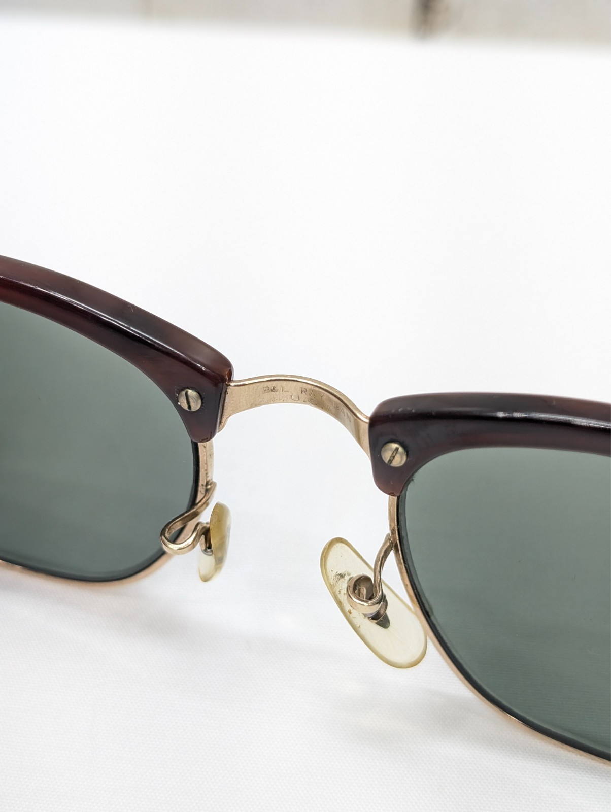 VTG B&L Ray-Ban clubmaster tortoise shell and arista gold sunglass made in USA
