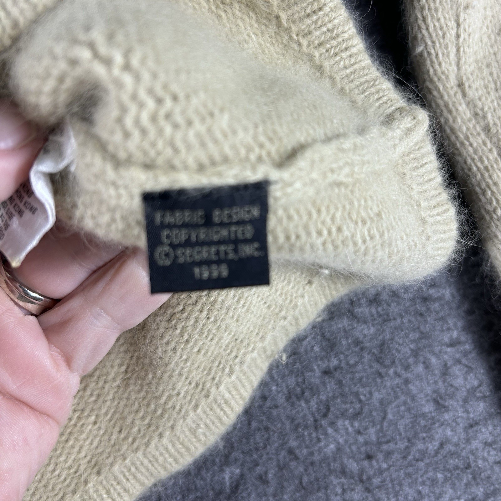 Vintage Lambswool Angora Green Floral Cottage Core Sweater Grandmacore Size M