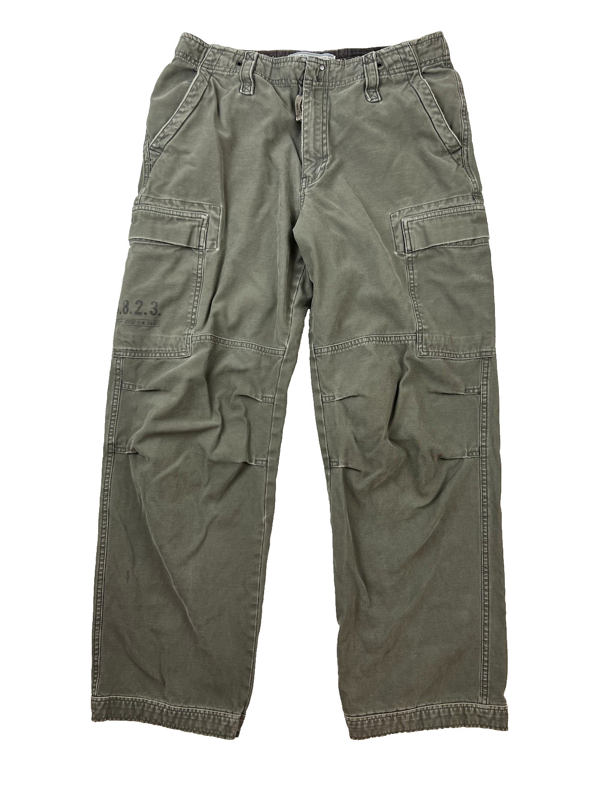 Vtg Old Navy Mens Y2K Paratrooper Utility Cargo Army Green Pants 32″ X 30″ NOTES