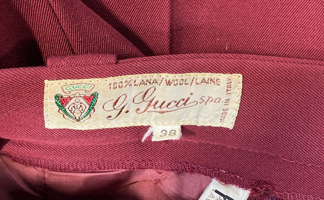 Vintage 90s Gucci Women’s Burgundy Pleated 100% Wool Trousers Pants Sz IT 38