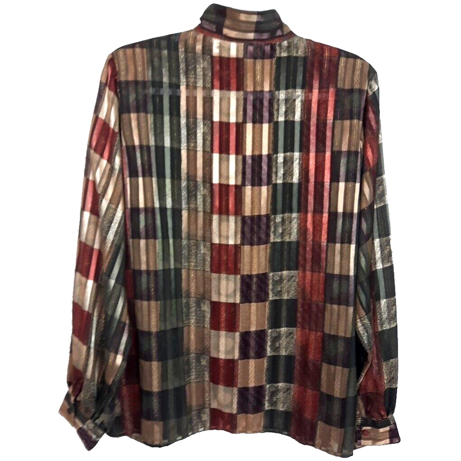 Vtg Yves St Claire Metallic Hidden Button Top Size 14 Brown Brown Dark Academia