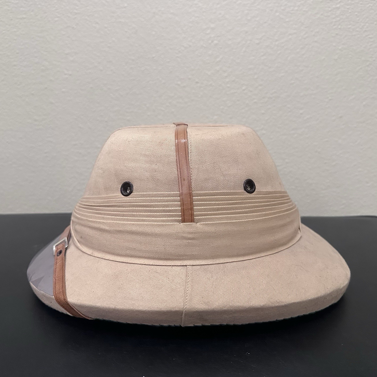 VTG Dorfman Pacific IHI Sun Proof Safari Hat Pith Helmet Khaki Made India 7-3/8
