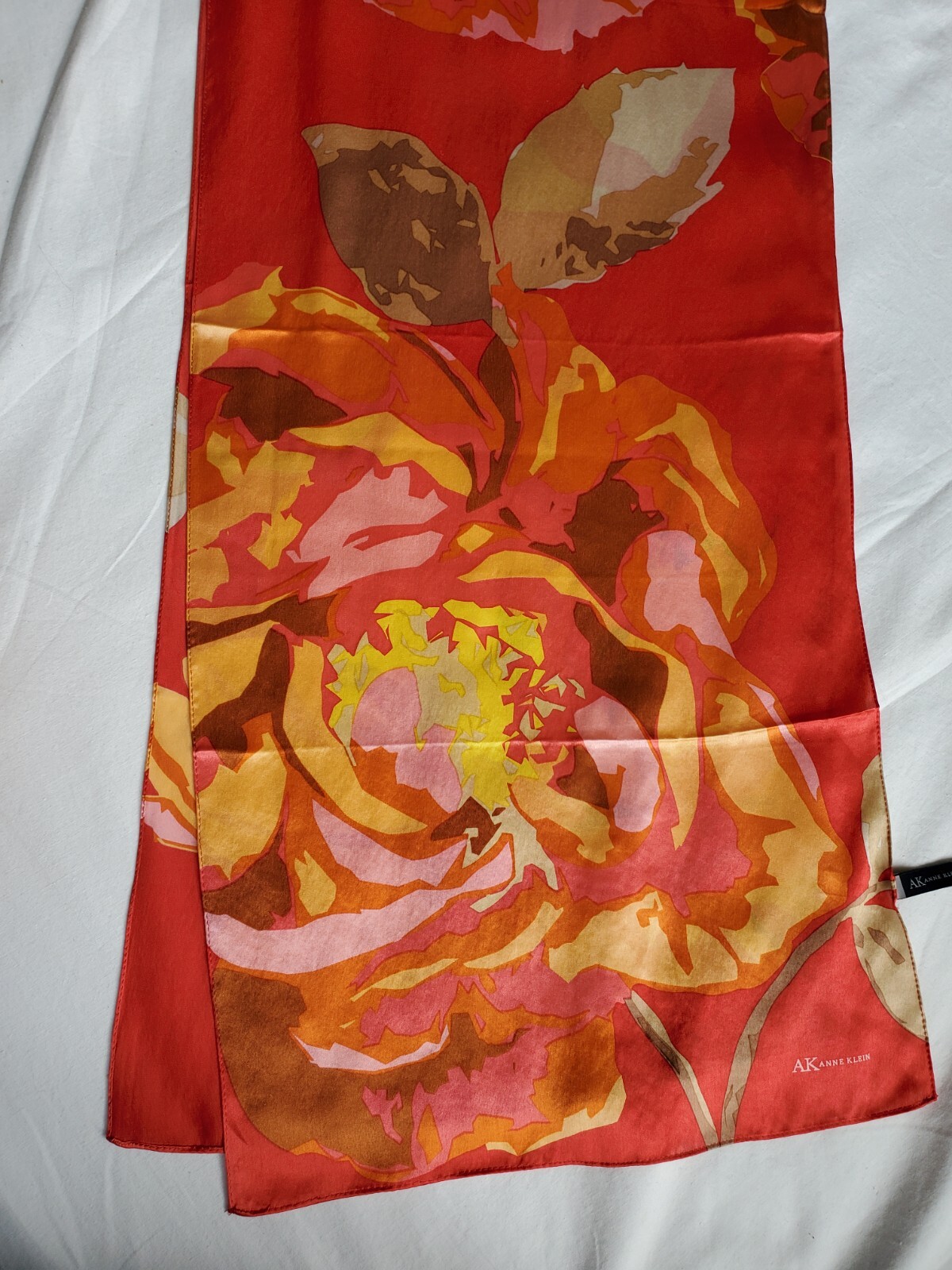 Anne Klein-silk rectangle scarf 13 in x 61 in beautiful rich colors-dry clean