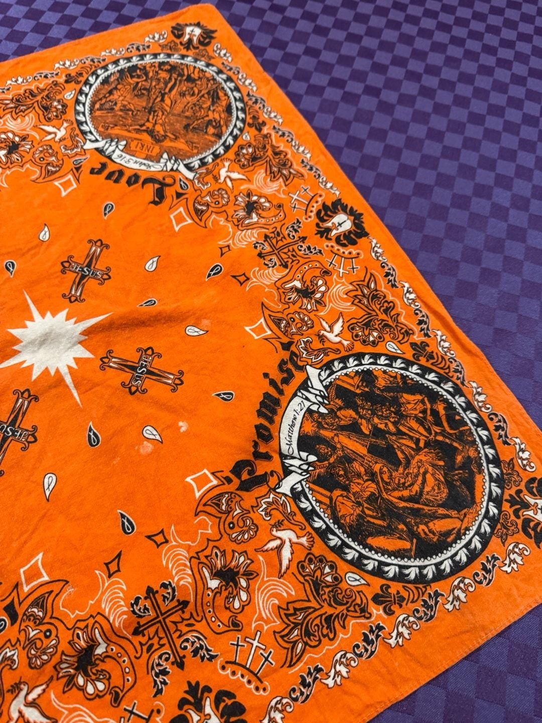 Jesus Christ – Christian Bandana – Orange – 22×22 Inch,