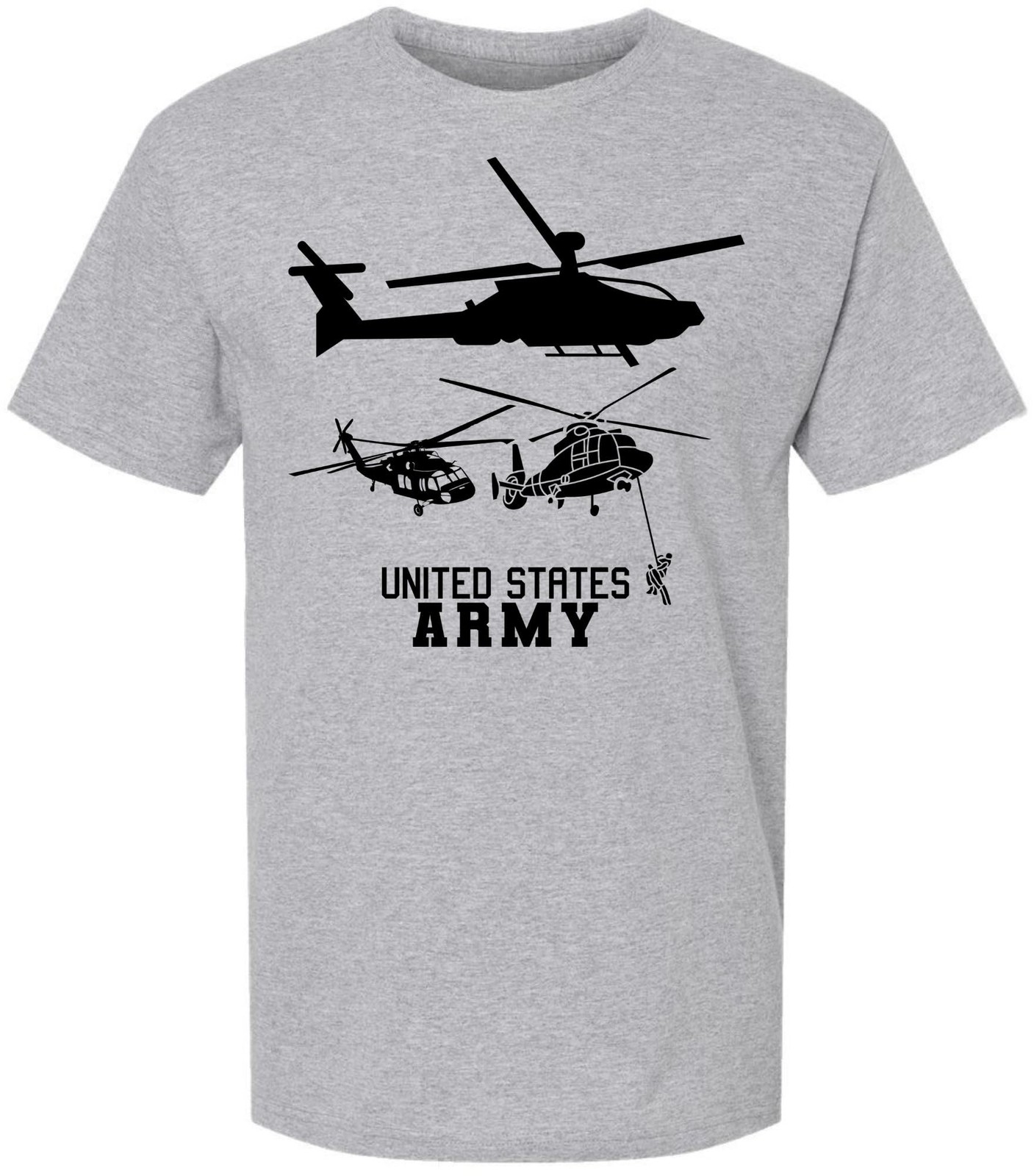 United States Army Black Hawk Helicopter & Special Forces Rappelling T-Shirt