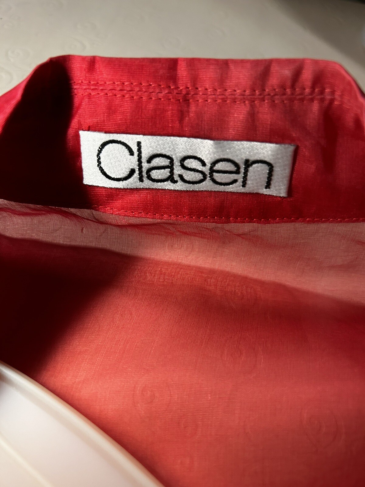 Clasen Vintage Women’s Top/Jacket 100% Silk Sheer Raspberry Pink/Red Sz 10