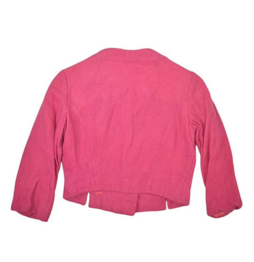 Vintage Wool Jacket Womens XS Pink 70s Big Button Lined Business Casual Barbie