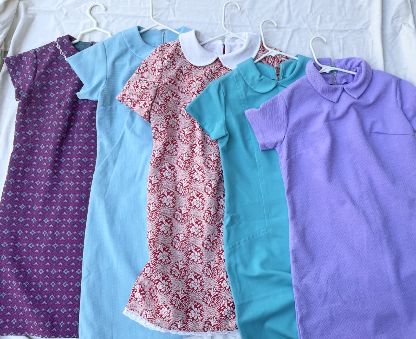 Vintage 60s 70s Mod Shift Dress Lot of 5 Polyester Handmade Dresses