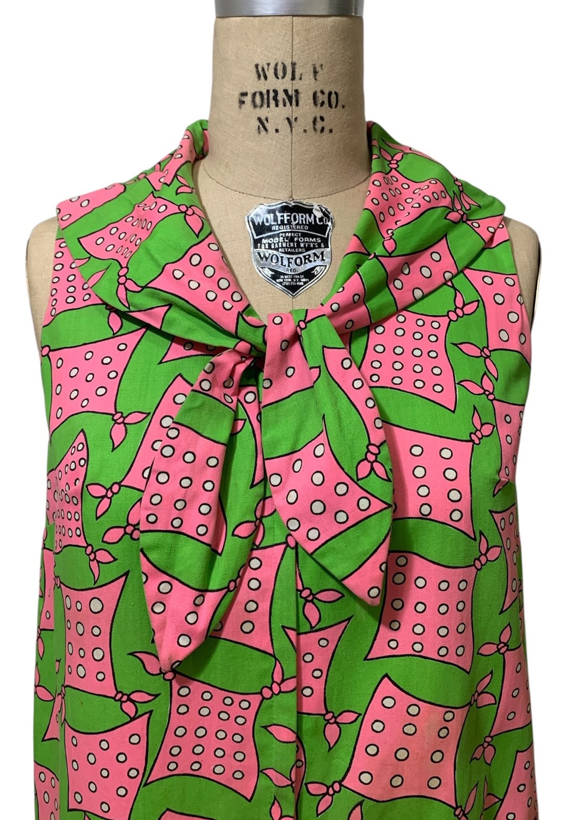 Late 60s/Early 70s Vintage Women’s Scarf Print Miss Bergdorf Trapeze Dress Sz S