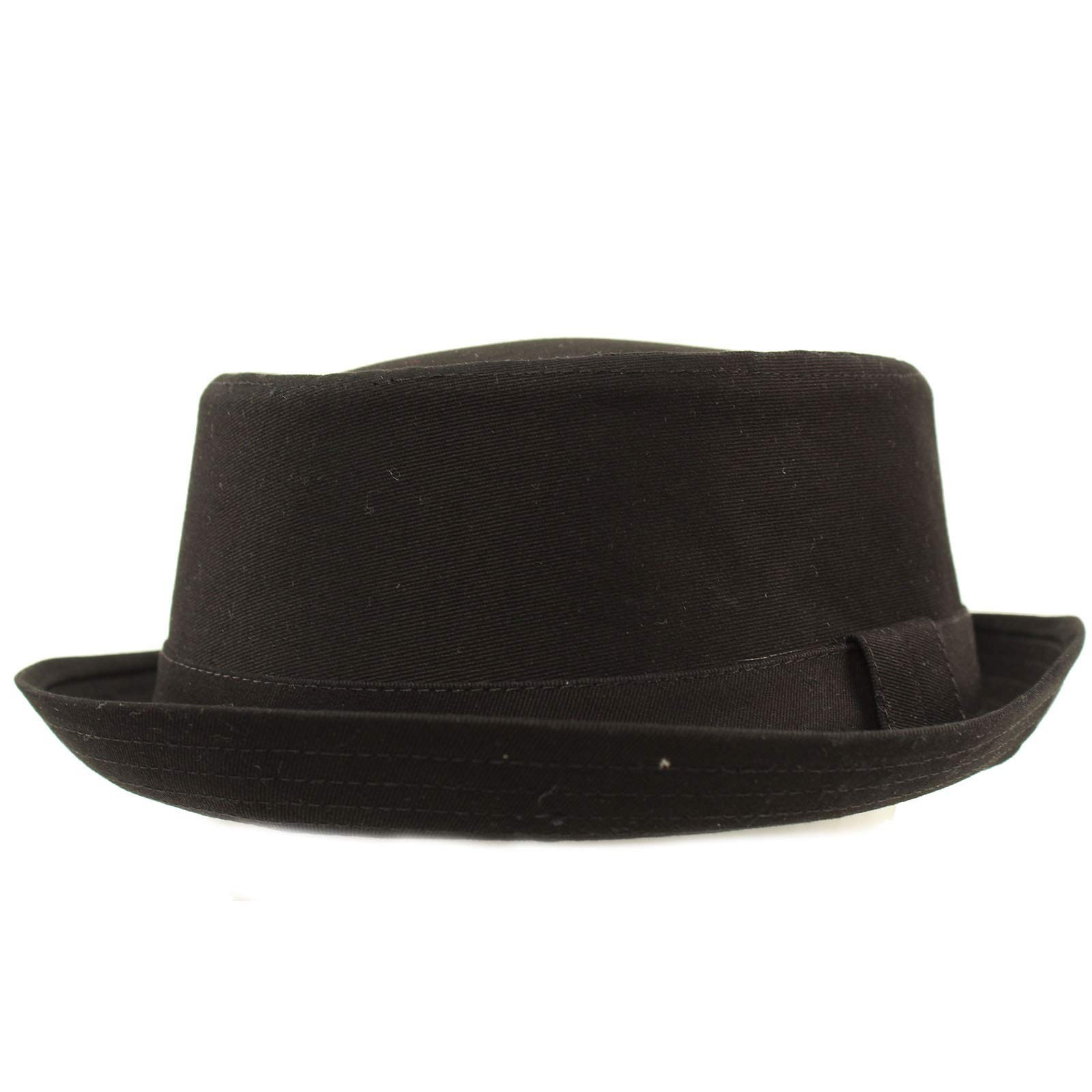 Men’s Everyday Cotton All Season Porkpie Boater Derby Fedora Sun Hat Black