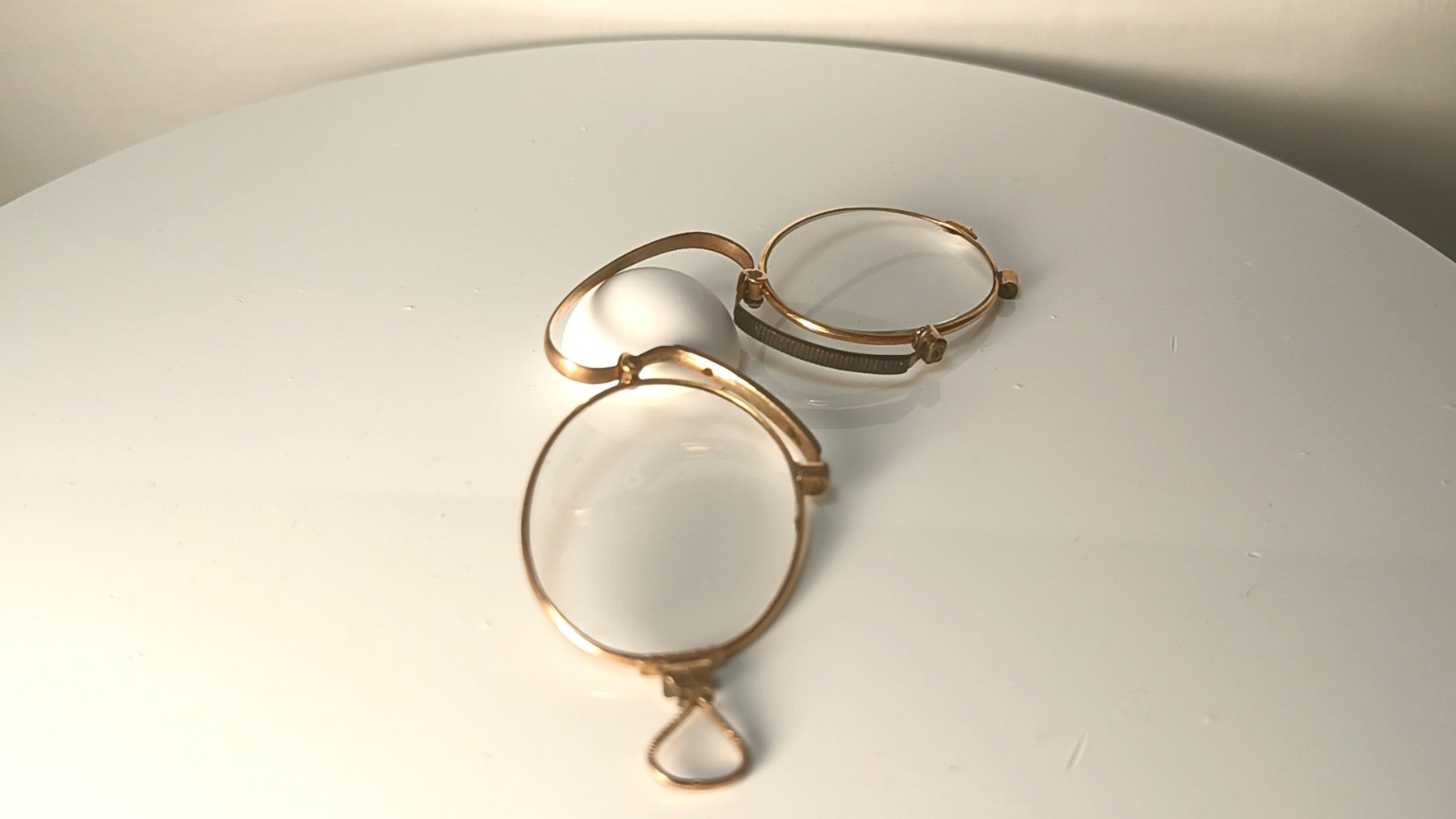Antique eyeglasses lornette pince nez frame oval 14kt Gold