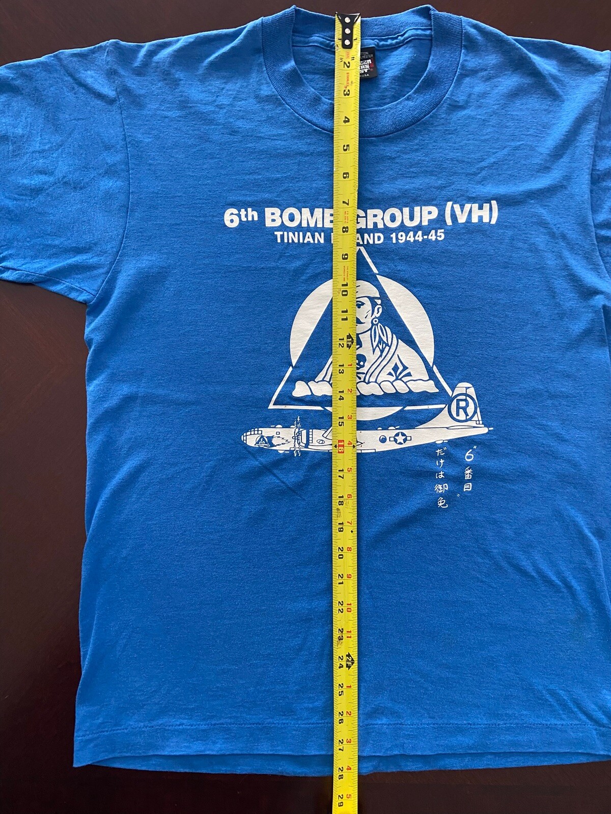 Vintage 6th Bomb Group (VH) Tinian Island 1944-45 T Shirt Single Stitch Tee Sz L