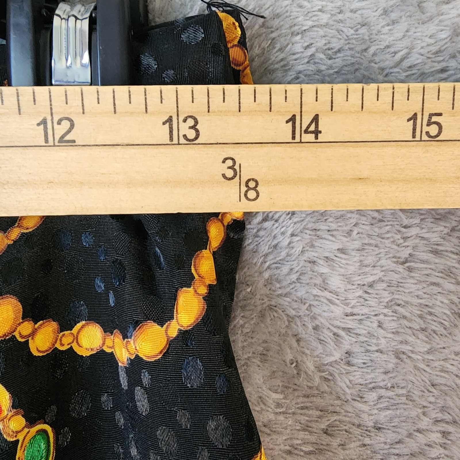 Leslie Fay Skirt Suit Set Womens Size 10 Black Gold Chain Jewel Print Vintage