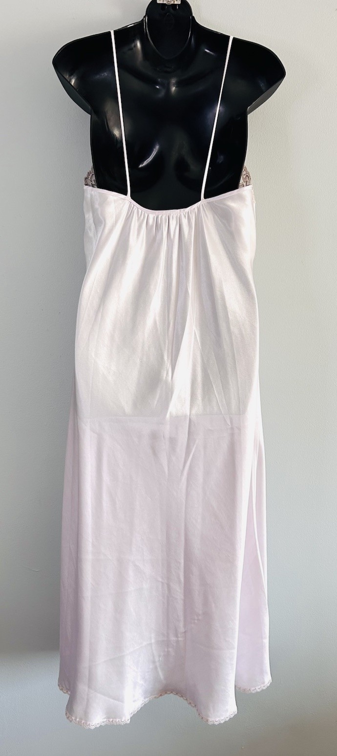 Vintage Christian Dior Satin And Lace Pink Nightgown Lingerie Size Petite