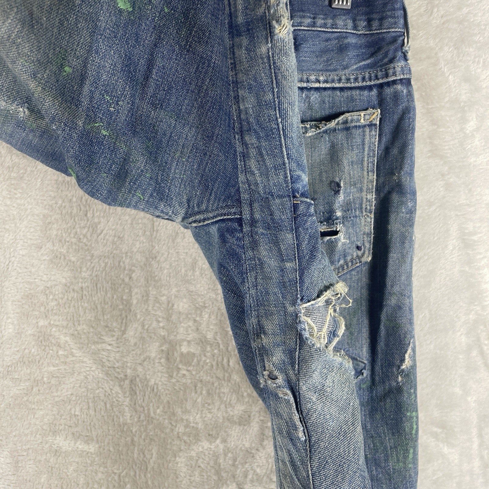 Vintage 50s Penneys Foremost Selvedge Denim Jeans Mens 32×28 Repaired 1950s Hole