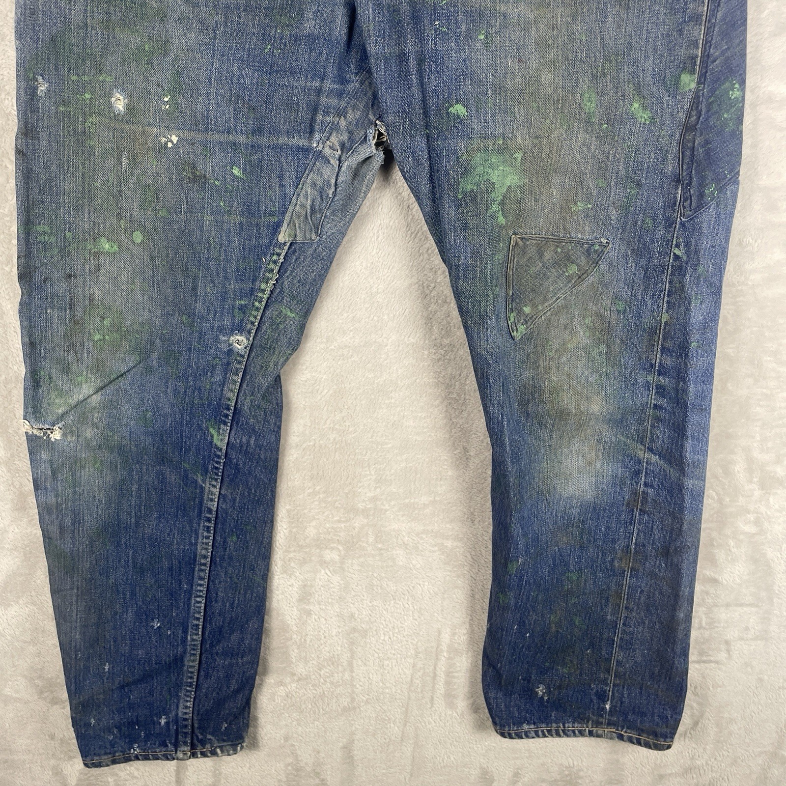 Vintage 50s Penneys Foremost Selvedge Denim Jeans Mens 32×28 Repaired 1950s Hole