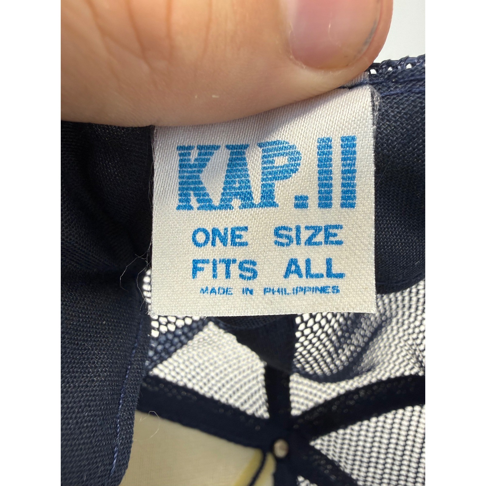 Vintage Kap II Leesville Concrete Company Trucker Hat Navy Blue Corduroy Mesh Ca