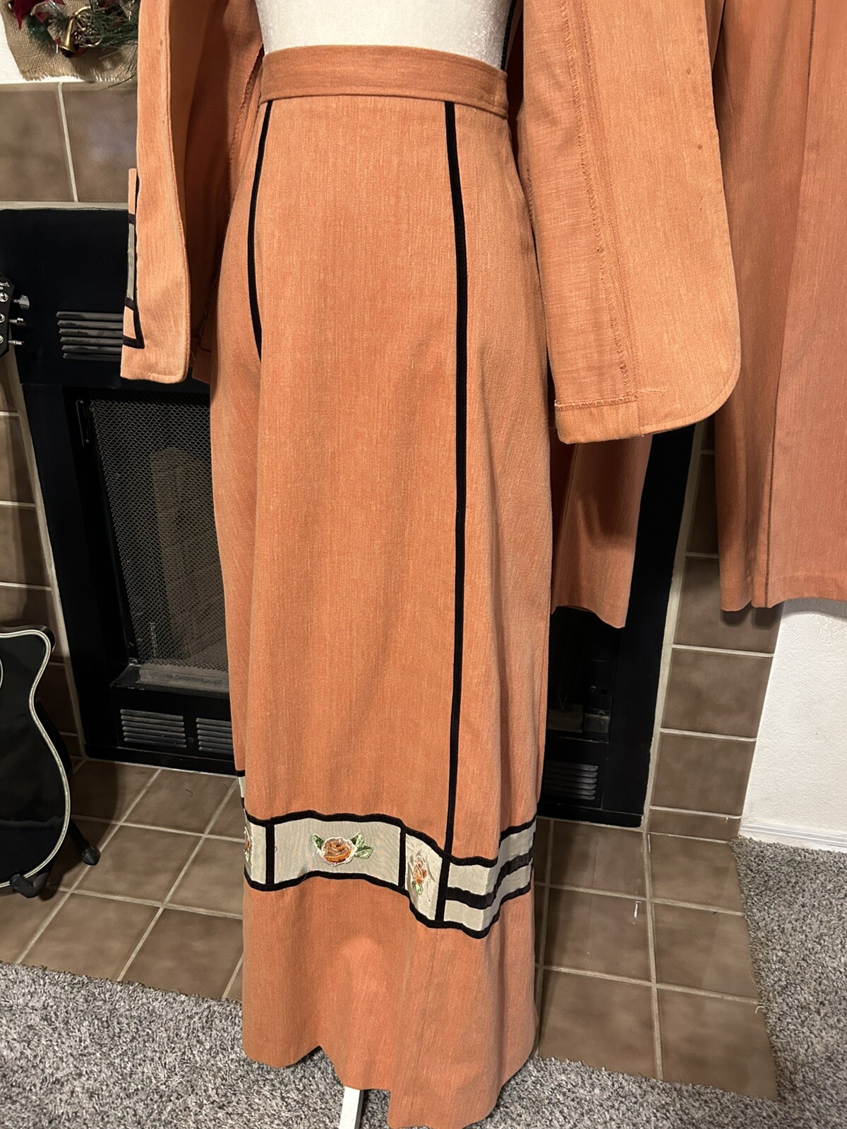 Vintage 70s Modern Juniors Denim Velvet Suit Set Church Wear 3 Piece Pioneer