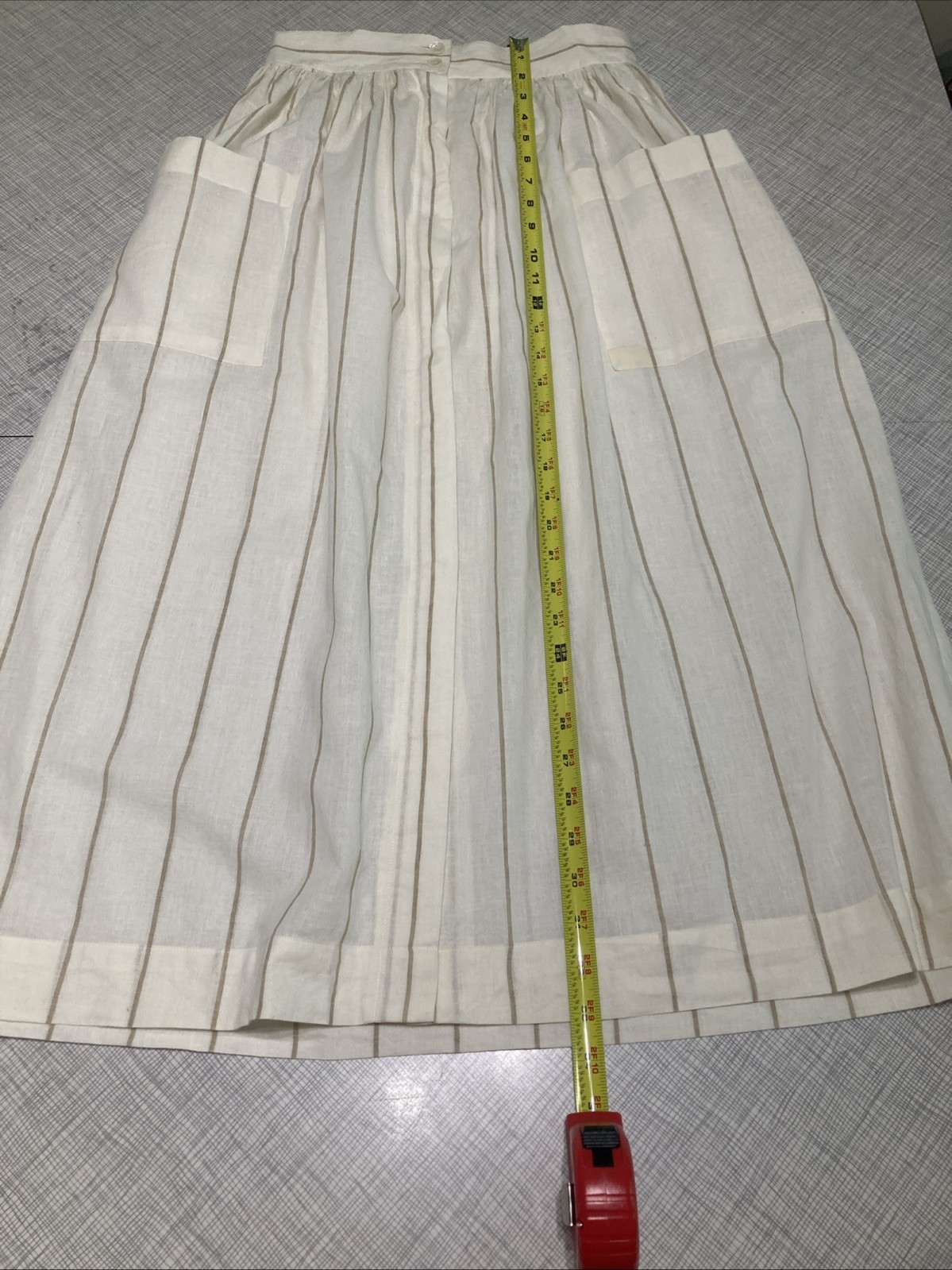 Vtg 80s 90s Andrew Harvey Cotton Linen Pinstripe Ankle Skirt Size 10 Pockets GUC