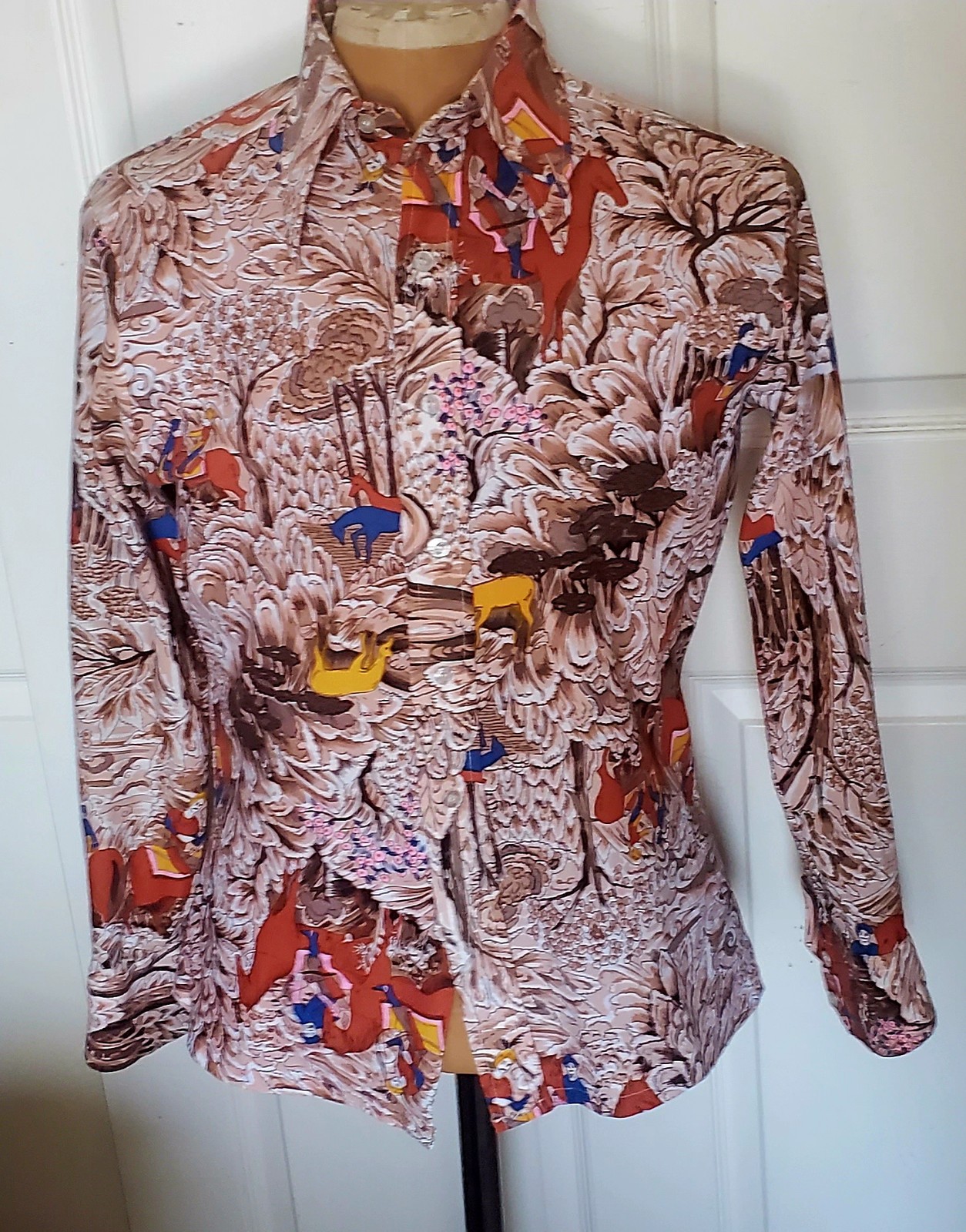 Vintage Men’s Novelty Shirt Persian Hunting Theme Cellini Knitwear C40 in