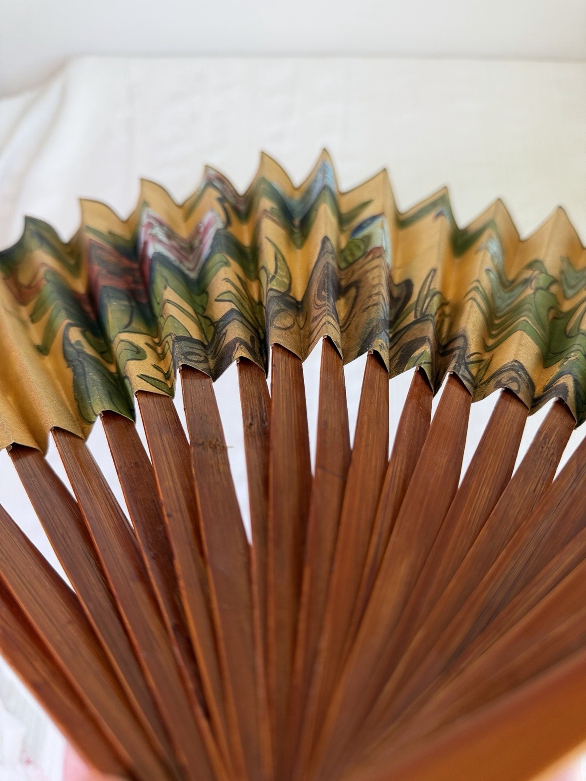 Vintage Chinese Hand Fan, Wall Decor 15”