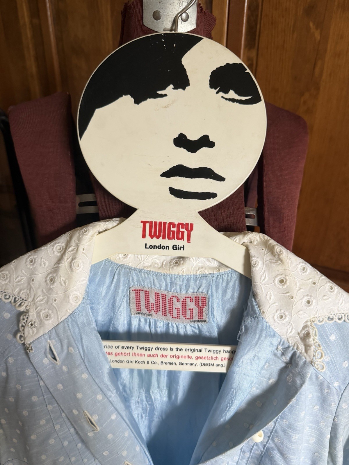 RARE Vintage 1960s Twiggy London Girl Dress & Original Hanger BUNDLE Mod 60s