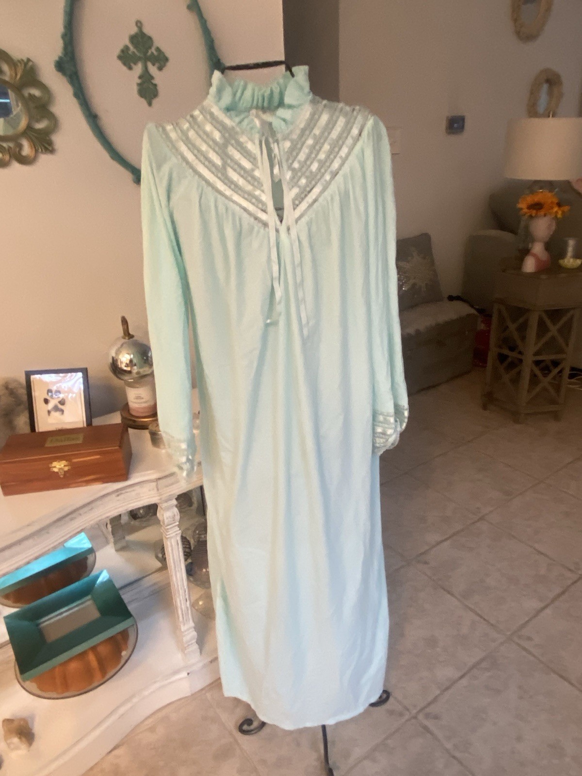 VTG Romantic Gilligan & O’Malley Lace Powder Blue Wedding Nightgown Small
