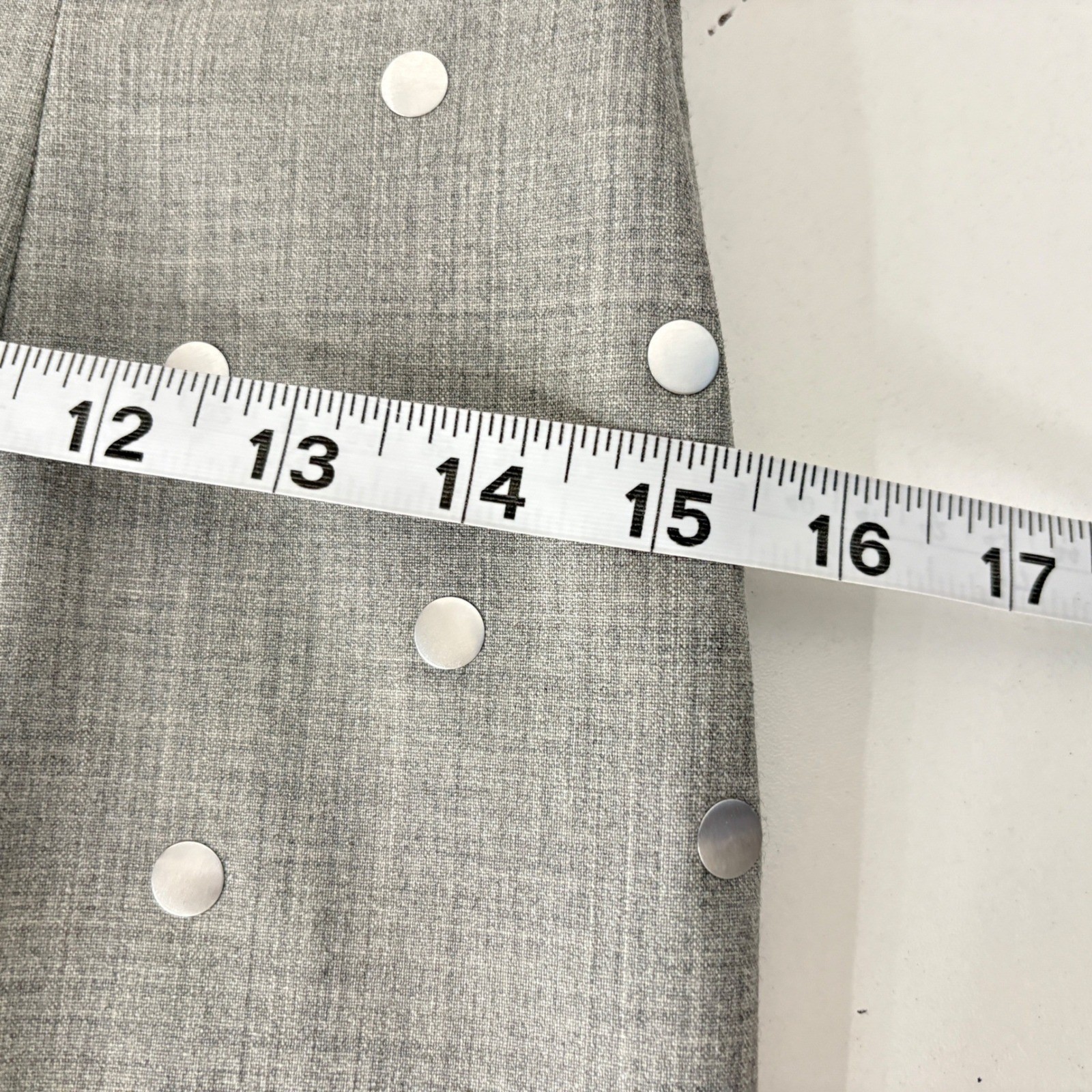 Moschino Jeans Gray Wool Blend Silver Polka Dot Midi Sheath Dress 10/44 Stylish