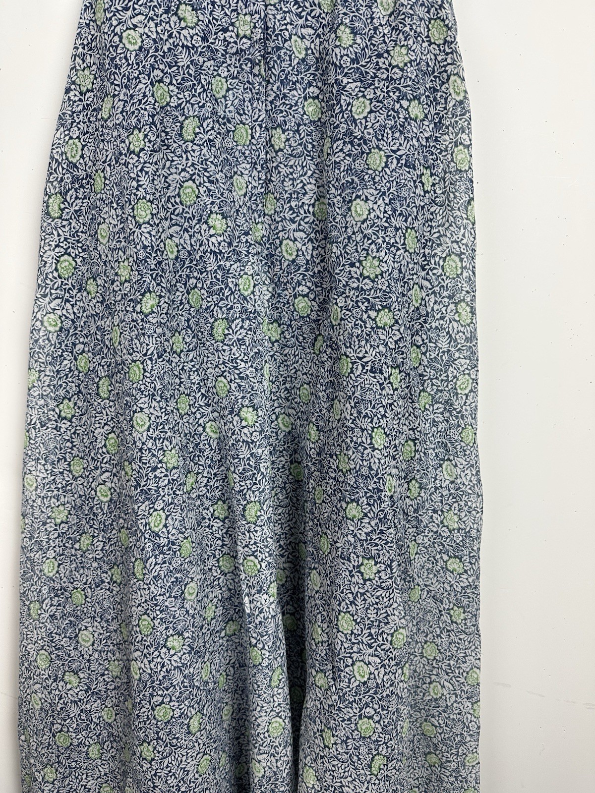 Vtg Miss Elliette Maxi Dress Garden Party Blue Floral Cottage 60s 70s Boho XS