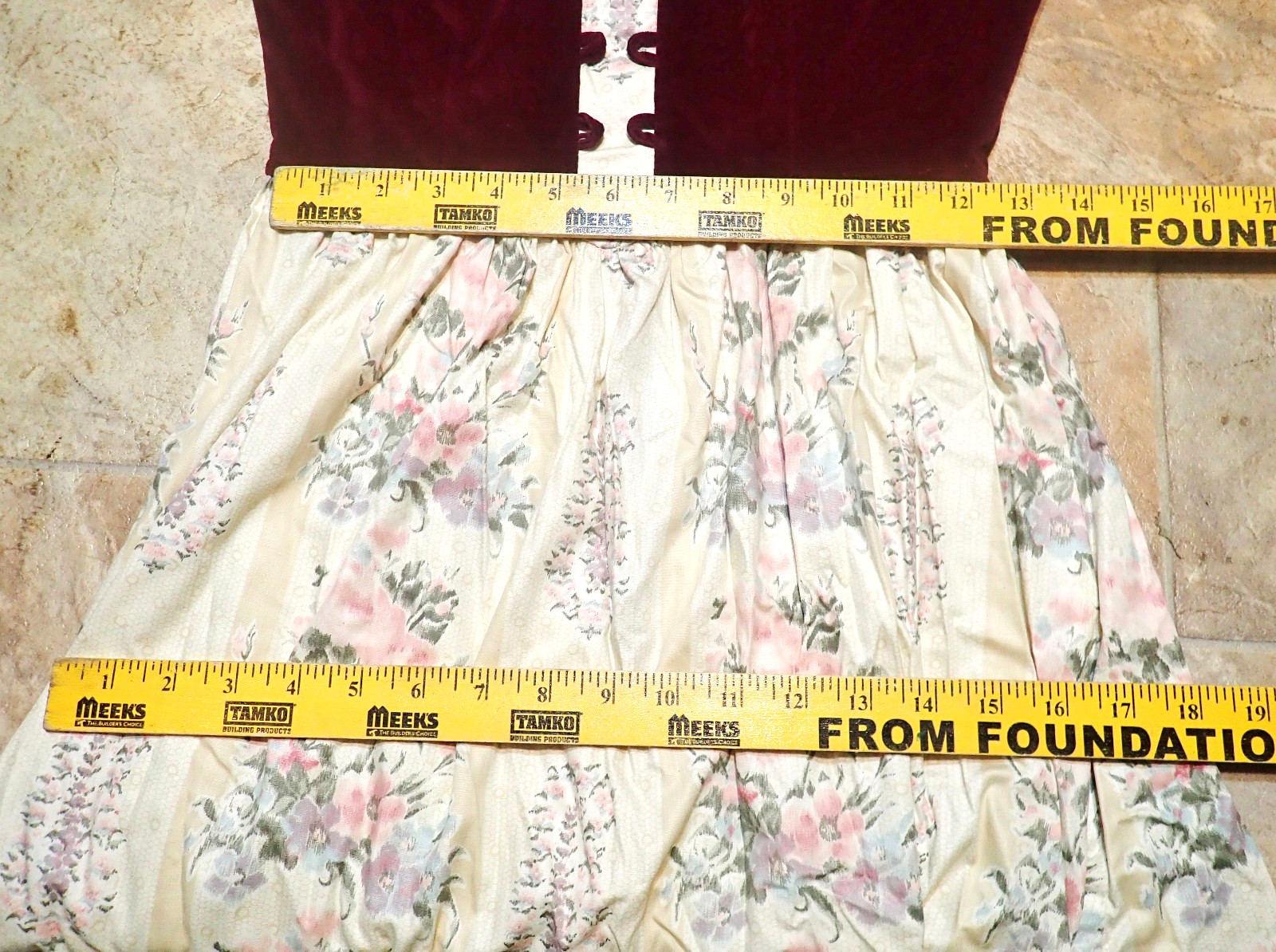 Vintage 70s ACT I New York Boho Prairie Dress Velvet Corset Calico Floral XXS/XS