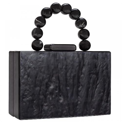 Acrylic Clutch Purses for Women with Marbling Purses and Handbags B Black