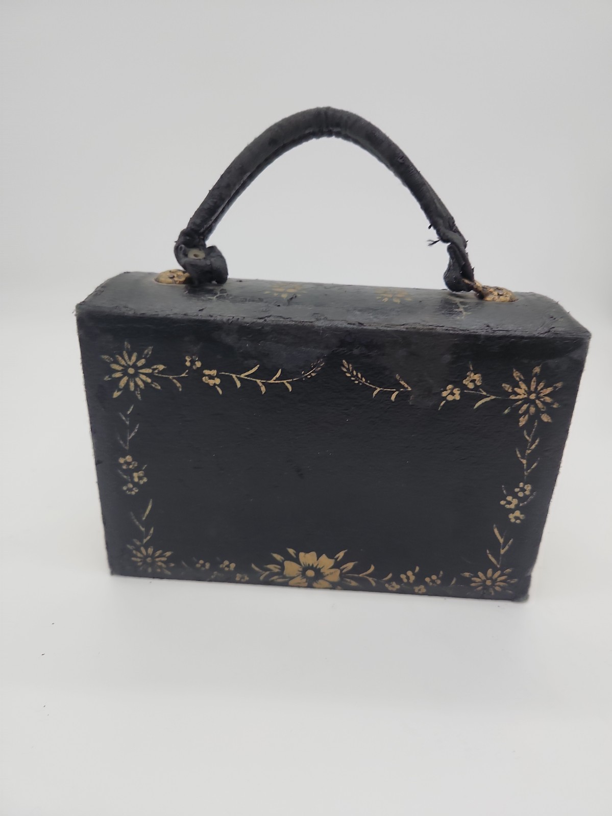 RARE Vtg 1940s WALBORG Japan Book Box Purse Hand Painted Gold Gilt Storybook…