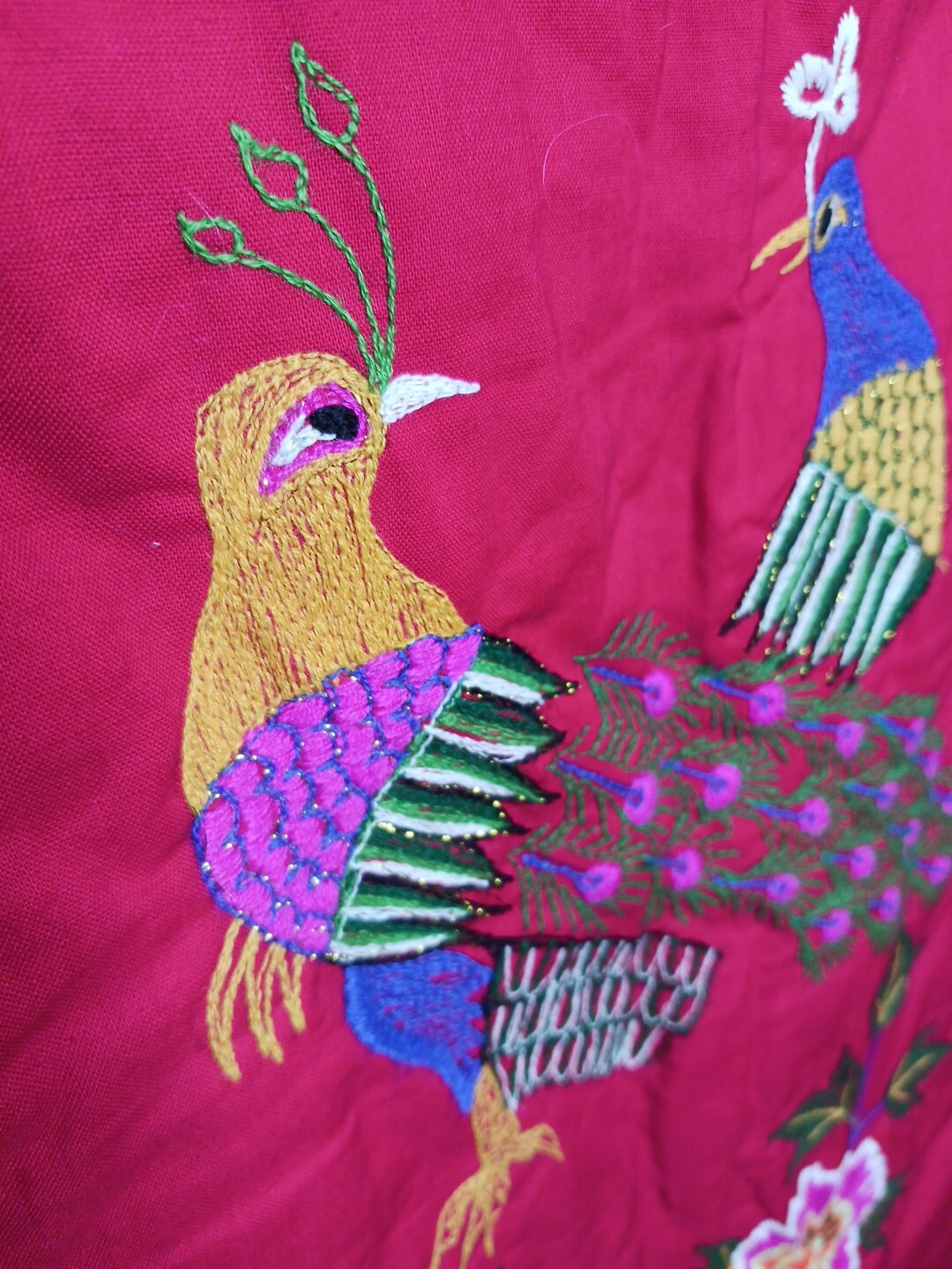Vintage Embroidered Quilted Patchwork Vest Appliqué Chinese South American Med-l
